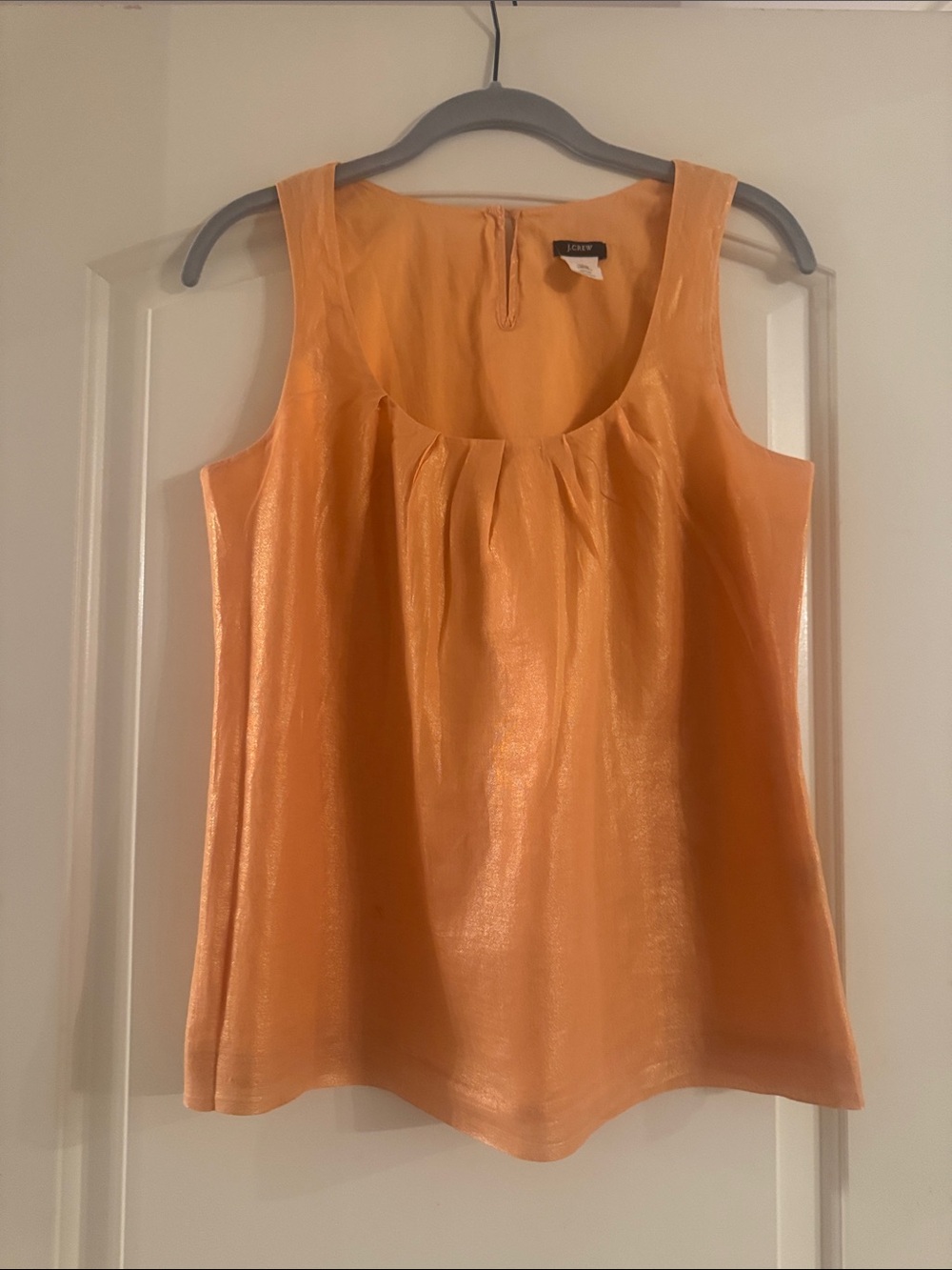 J. Crew Peach Shimmer Pleated Scoop-Neck Camisole